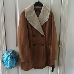 Black Rivet Faux Leather Sherpa coat M NWT